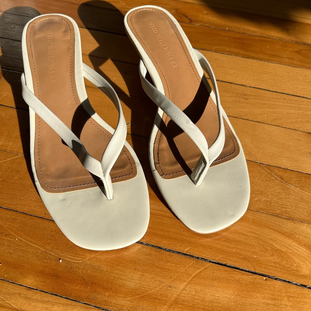 Who What Wear white heeled sandals size 8